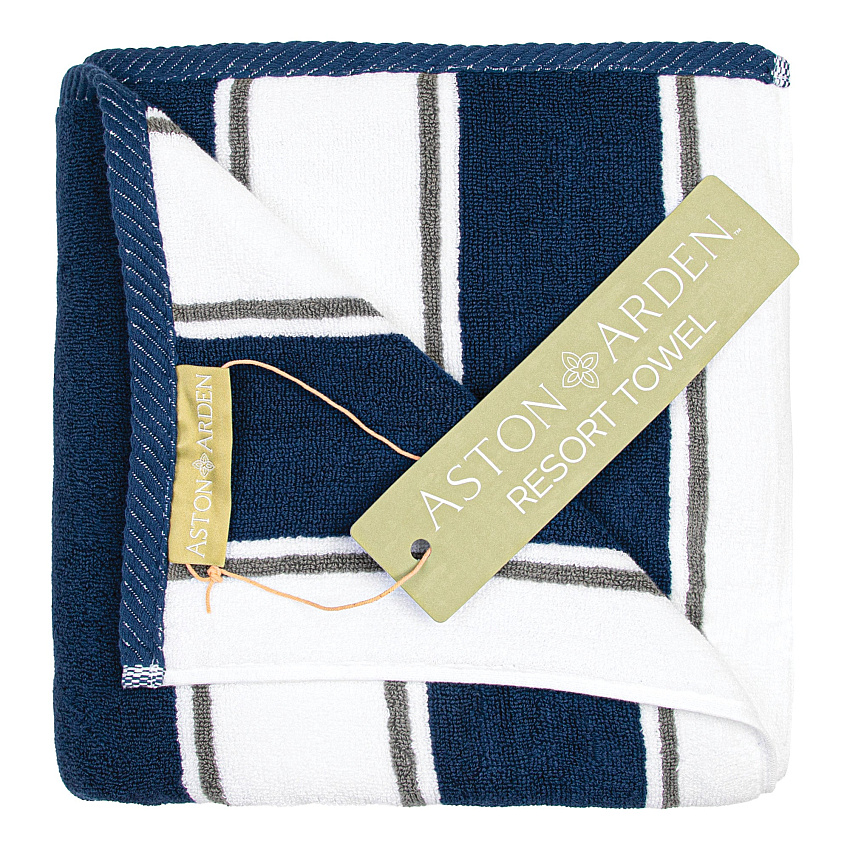 Aston & Arden Pinstripe Beach Towel 35x70 Navy/grey, 1 Each (P-BT-PINSTR-25BGY)