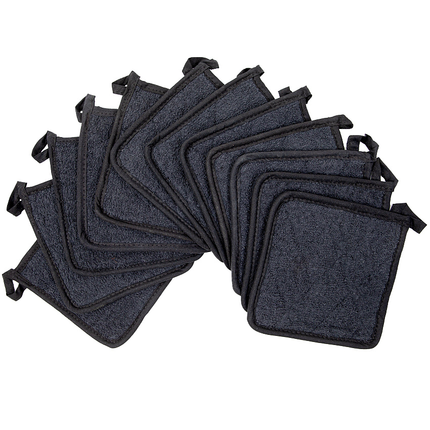 Cooks Linen Pot Holder 7x7 Black, Case Of 144 (POT-BLACK-CS)