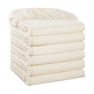 Host & Home Microfiber Fitted Sheets - King - Ivory W/ Green Hem, Pack Of 6 (P-MFS-788012-IV)