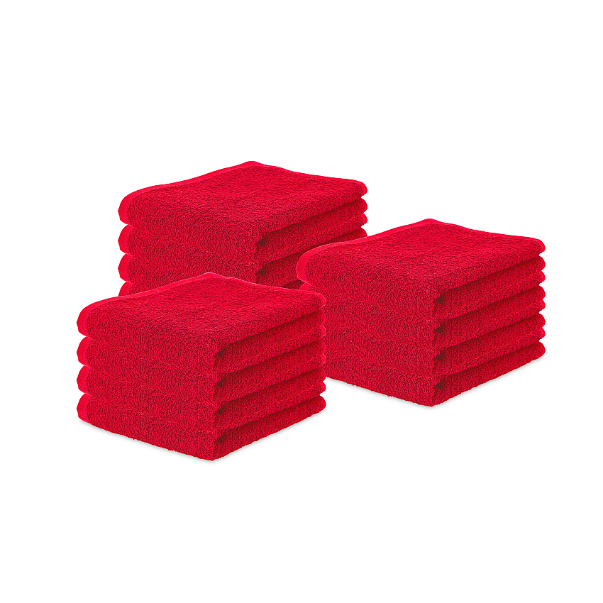 Terry Polishing Hand Towel 16x27 Red, Pack Of 12 (P-N030-R1627-4)