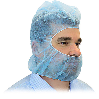Spunbond Polyproylene Hood Beard Cover Blue, Case Of 1000 (M2302BSZ)