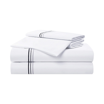 Aston & Arden Sateen Sheet Set Cali-king Charcoal Stripe, 4 Piece Set (P-SS-T600-CK-CH)