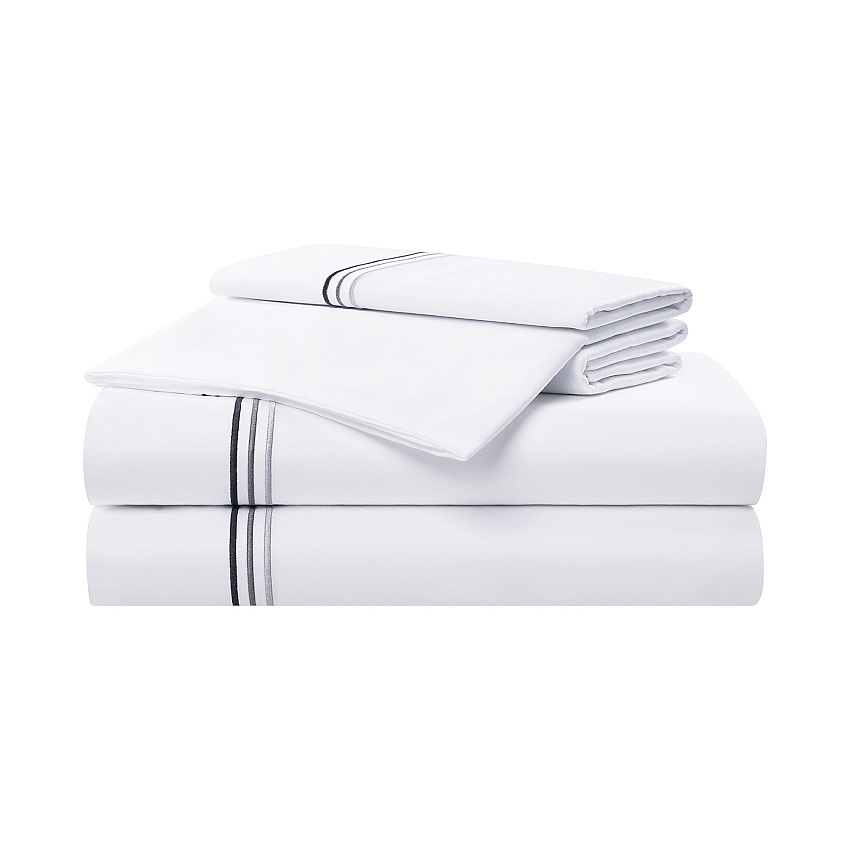 Aston & Arden Sateen Sheet Set Cali-king Charcoal Stripe, 4 Piece Set (P-SS-T600-CK-CH)