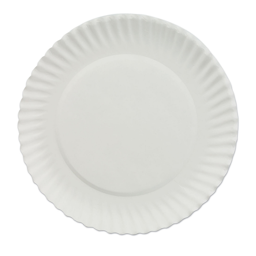 AJM Packaging White Paper Plates, 7" Dia, 100/pack, 10 Packs/carton (AJMPP7GREWH)