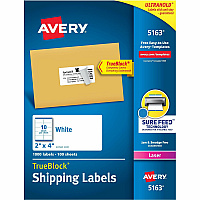 Avery Shipping Labels, Sure Feed, 2" x 4" 1,000 White Labels (AVE5163)