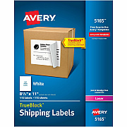 Avery Shipping Labels, Permanent Adhesive, 8-1/2" x 11" , 100 Labels (AVE5165)