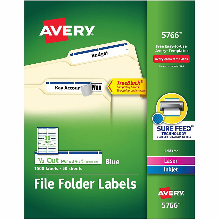 Avery TrueBlock File Folder Labels (AVE5766)