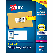 Avery Shipping Labels, Sure Feed, 2" x 4" , 2,500 Labels (AVE5963)