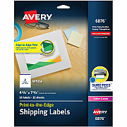 Avery Print to the Edge Shipping Labels, 4-3/4" x 7-3/4" , 50 Labels (AVE6876)