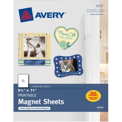 Avery Printable Magnet Sheets, 8.5" x 11" , 5 Sheets (3270)