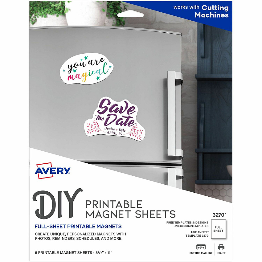 Avery Printable Magnet Sheets, 8.5" x 11" , 5 Sheets (AVE3270)