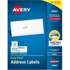 Avery Easy Peel White Inkjet Mailing Labels (8460)