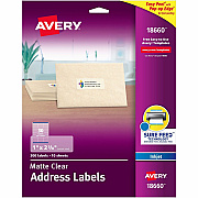 Avery Matte Clear Address Labels - Sure Feed Technology (AVE18660)