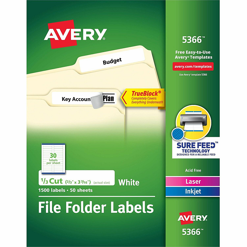 Avery TrueBlock File Folder Labels (AVE5366)
