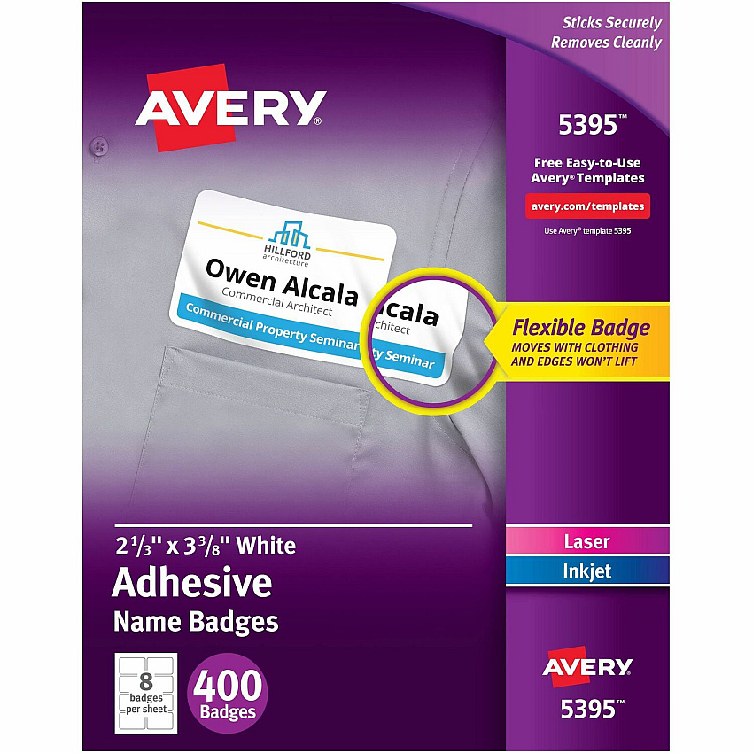 Avery Adhesive Name Badges (AVE5395)