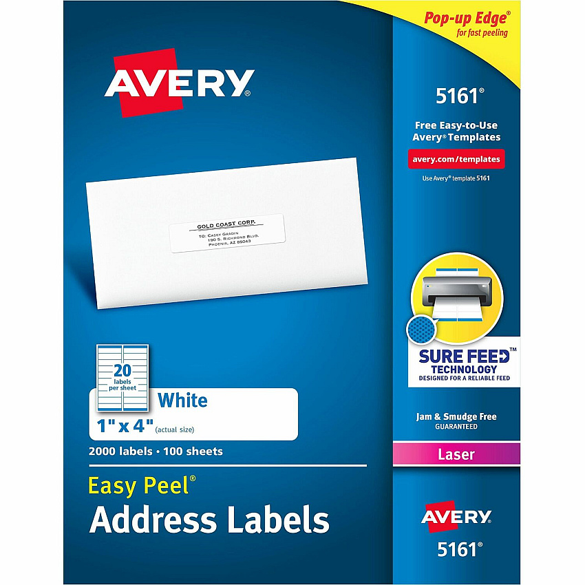 Avery Easy Peel Address Labels with Sure Feed Technology (AVE5161)