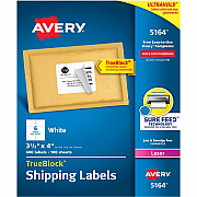 Avery Shipping Labels, Sure Feed, 3-1/3" x 4" , 600 White Labels (5164)