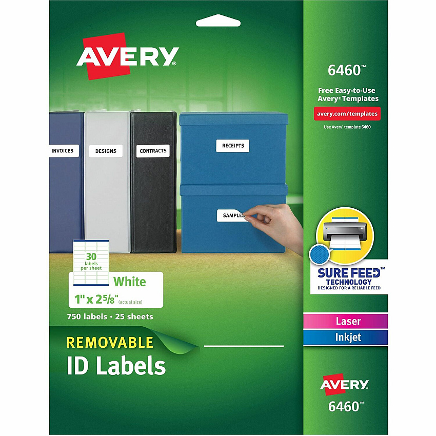 Avery Removable I.D. Laser/Inkjet Labels (AVE6460)