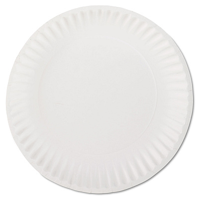 AJM Packaging White Paper Plates, 9" dia, 100/Pack (AJMPP9GREWHPK)