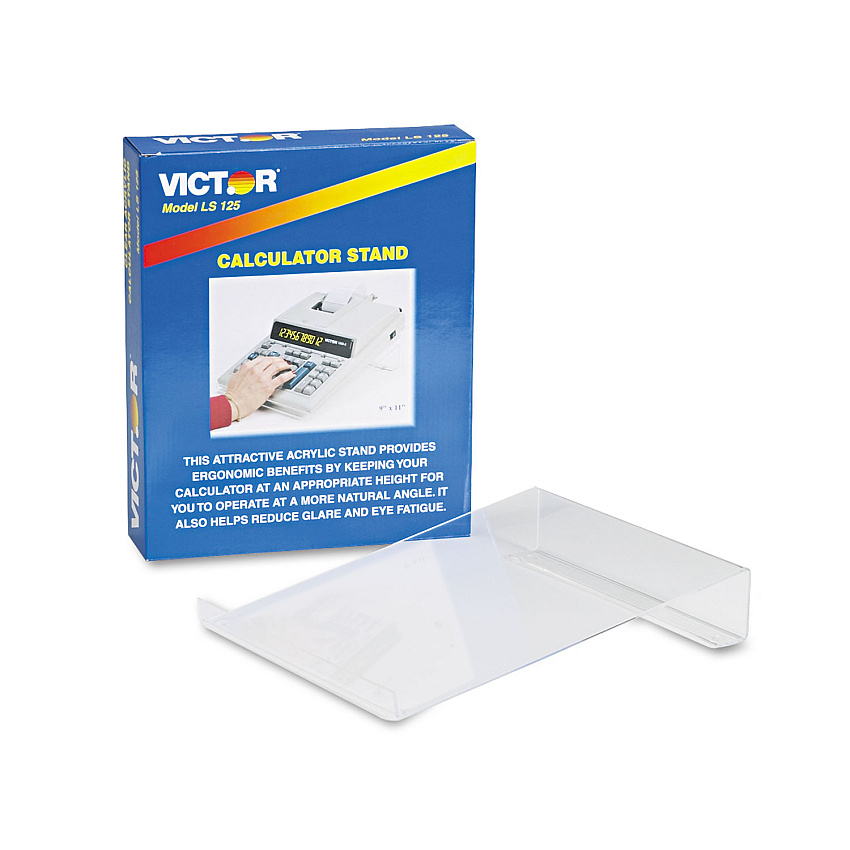 Victor Large Angled Acrylic Calculator Stand, 9 x 11 x 2, Clear (VCTLS125)