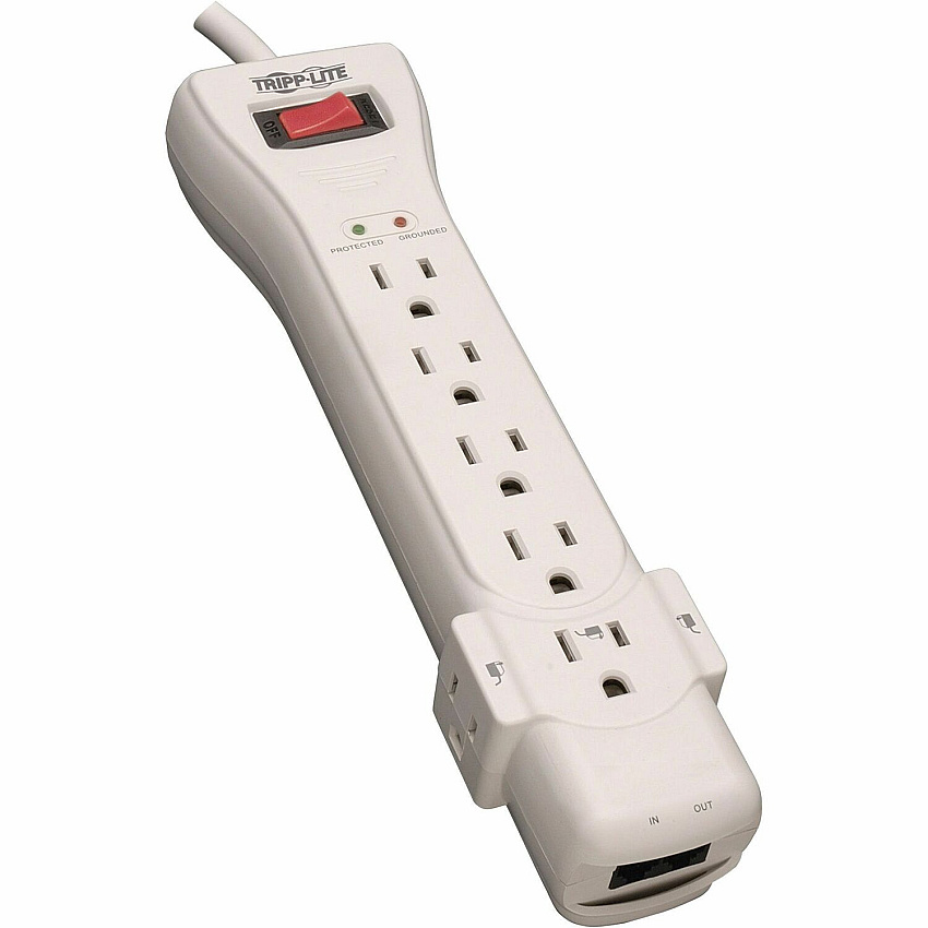 Tripp Lite Protect It! 7-Outlet Surge Protector, 15 ft. (4.57 m) Cord, 2520 Joules, Fax/Modem Protection, RJ11 (SUPER7TEL15)