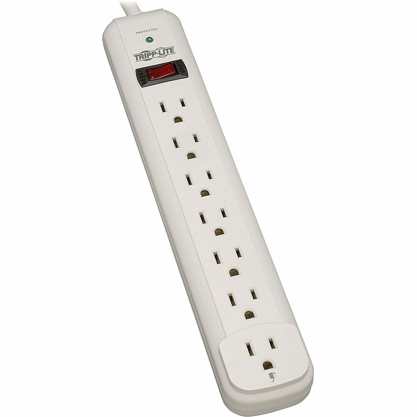 Tripp Lite Protect It! 7-Outlet Surge Protector, 12 ft. Cord, 1080 Joules, Diagnostic LED, Light Gray Housing (TLP712)