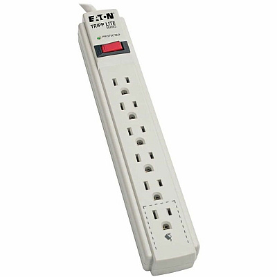 Eaton Tripp Lite Series Protect It! 6-Outlet Surge Protector, 4 ft. (1.22 m) Cord, 790 Joules, Diagnostic LED, Light Gray Housing (TRPTLP604)