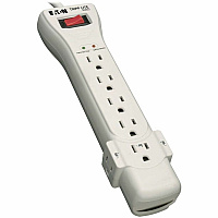 Eaton Tripp Lite Series Protect It! 7-Outlet Surge Protector, 7 ft. Cord with Right-Angle Plug, 2160 Joules, Diagnostic LEDs, Light Gray Housing (SUPER7)