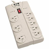 Eaton Tripp Lite Series Protect It! 8-Outlet Surge Protector, 8 ft. Cord with Right-Angle Plug, 1440 Joules, Diagnostic LEDs, Light Gray Housing (TLP808)