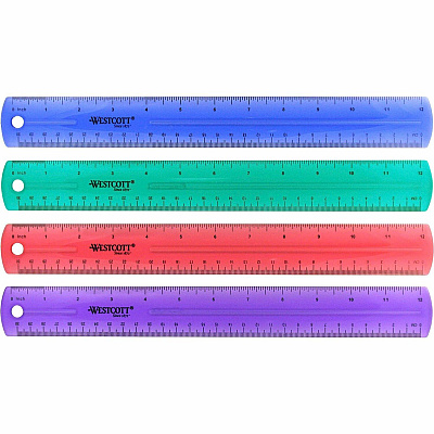 Westcott Transparent Jeweltone 12" Plastic Ruler (ACM12975)