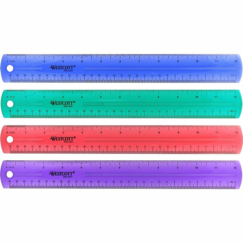 Westcott Transparent Jeweltone 12" Plastic Ruler (ACM12975)