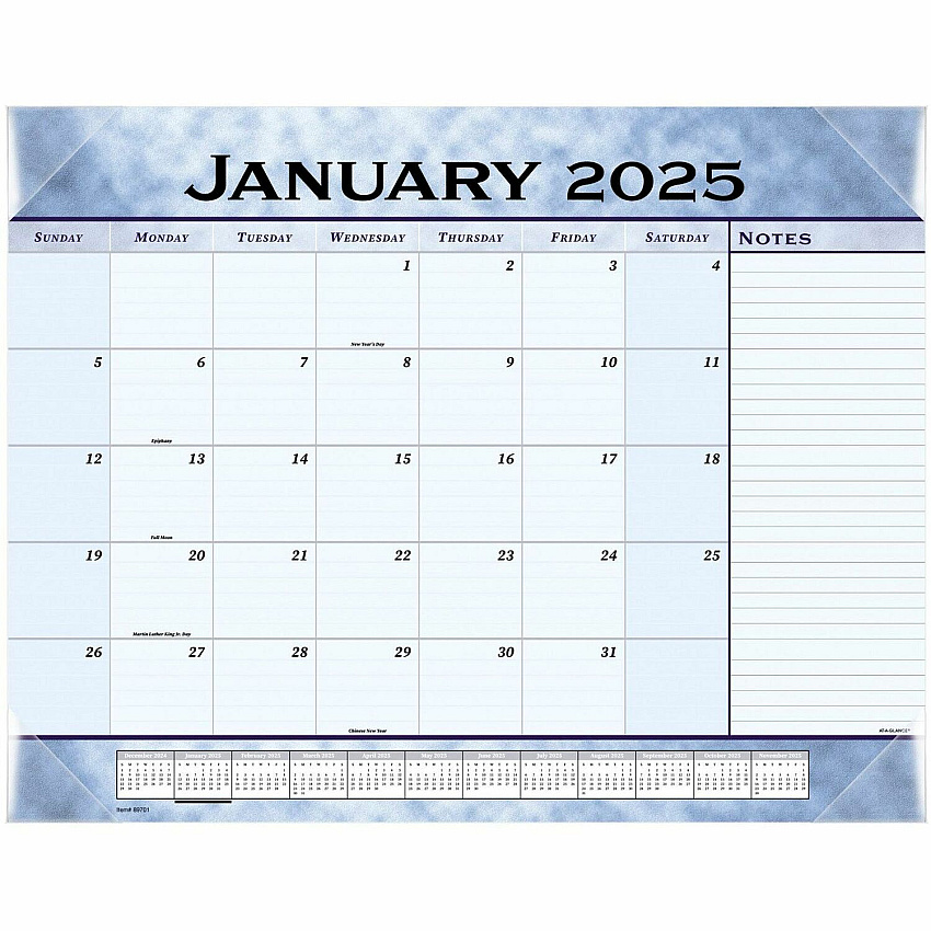 AT-A-GLANCE Slate Blue Desk Pad, 22 x 17, Blue Sheets, Clear Corners, 12-Month (Jan to Dec): 2026 (89701)