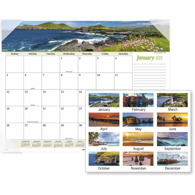 AT-A-GLANCE Panoramic Seascape Scene Monthly Desk Pad (89803)