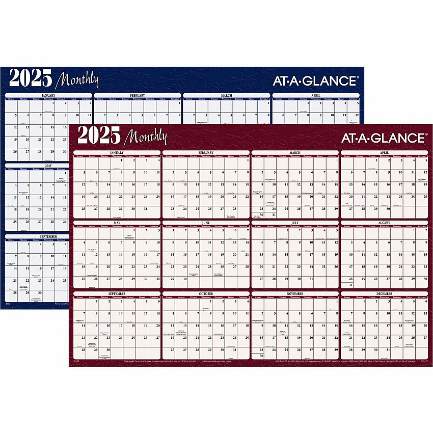 AT-A-GLANCE Reversible Horizontal Erasable Wall Planner, 48 x 32, Assorted Sheet Colors, 12-Month (Jan to Dec): 2026 (A152)