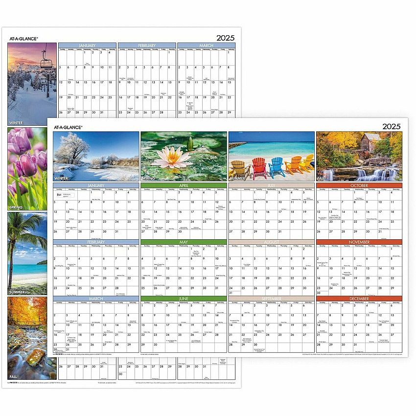 At-A-Glance Seasons in Bloom Horizontal Vertical Erasable Yearly Wall Calendar (PA133)