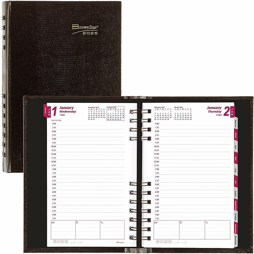 Brownline Daily Planner, CoilPro, English, Black (CB634C.BLK) (CB634CBLK)