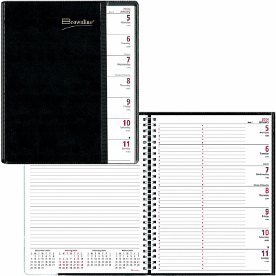 Brownline Pre-Vu Weekly Planner, Transparent Section, English, Black (CB925.BLK) (CB925BLK)