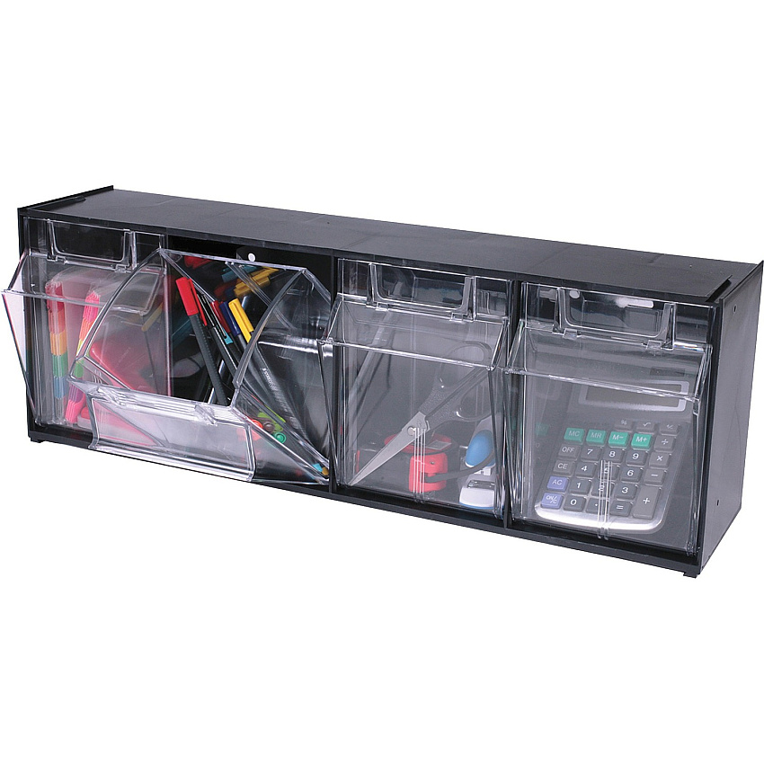deflecto Tilt Bin Interlocking Multi-Bin Storage Organizer (DEF20404OP)