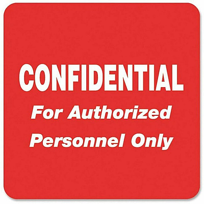 Tabbies Confidential Authorized Personnel Only Label (TAB40570)
