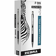 Zebra Pen F-301 Stainless Steel Ballpoint Pens (ZEB27110)
