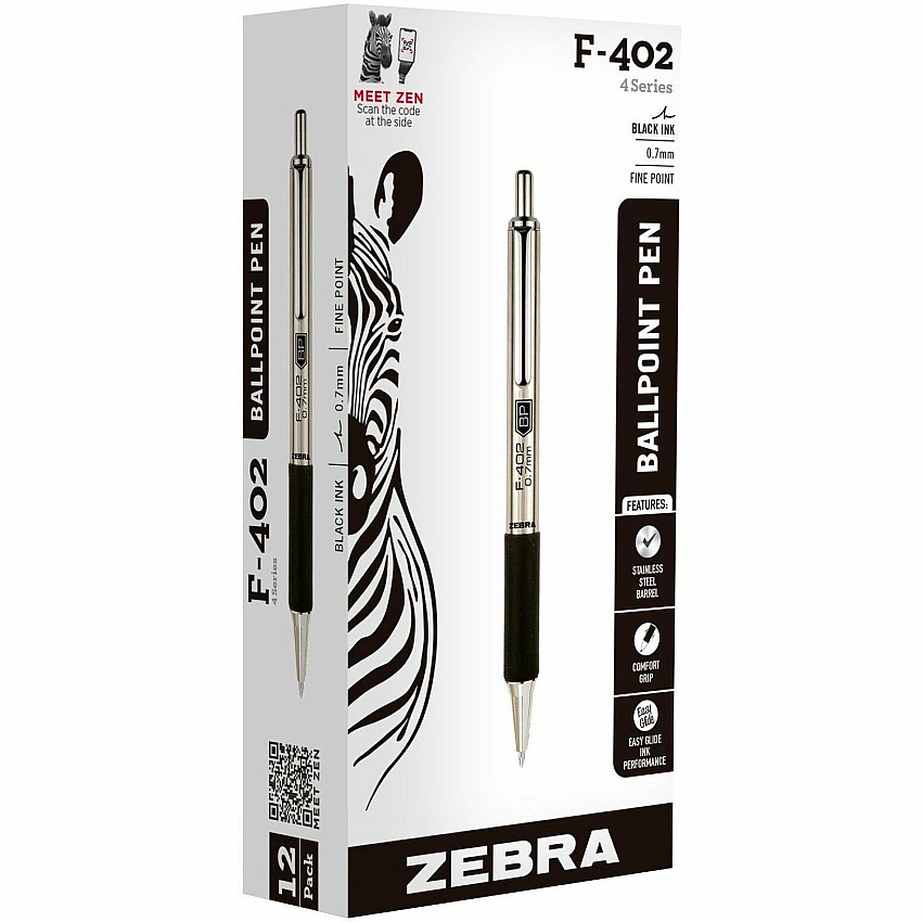 Zebra STEEL 4 Series F-402 Retractable Ballpoint Pen (ZEB29210)