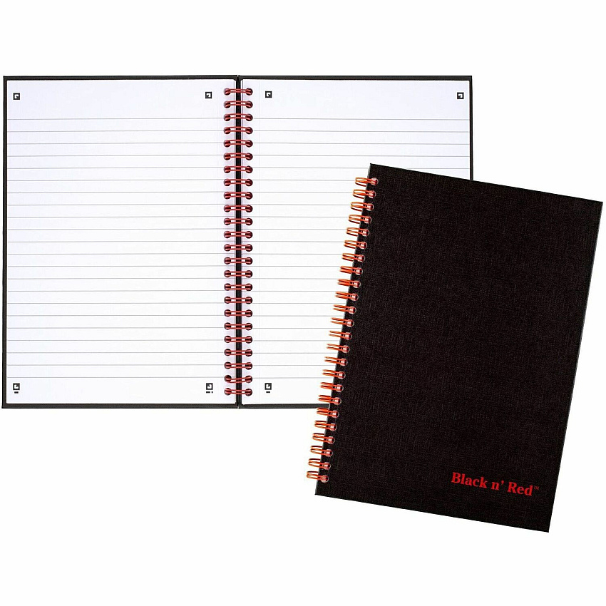 Black n' Red Wirebound Ruled Notebook - A5 (JDKL67000)