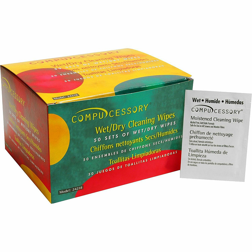 Compucessory Wet and Dry Screen Cleaning Wipes (CCS24218)