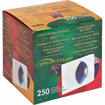 Compucessory CD/DVD White Window Envelopes (CCS26501)
