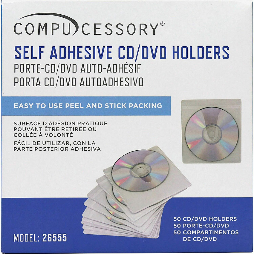 Compucessory Self-Adhesive Poly CD/DVD Holders (CCS26555)