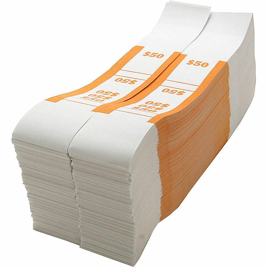 Sparco White Kraft ABA Bill Straps (SPRBS50WK)