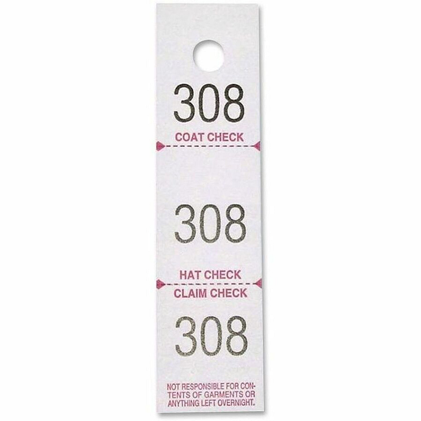 Sparco 3-Part Coat Check Tickets (SPR99300)