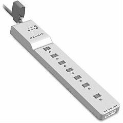 Belkin 7 Outlet Home/Office Surge Protector - 6 foot Cable- White -2320 Joules (BE10720012)