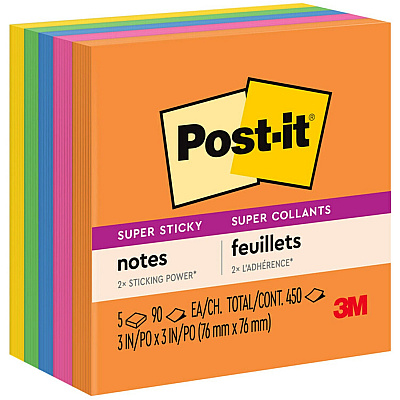 Post-it Super Sticky Notes - Energy Boost Color Collection (MMM6545SSUC)