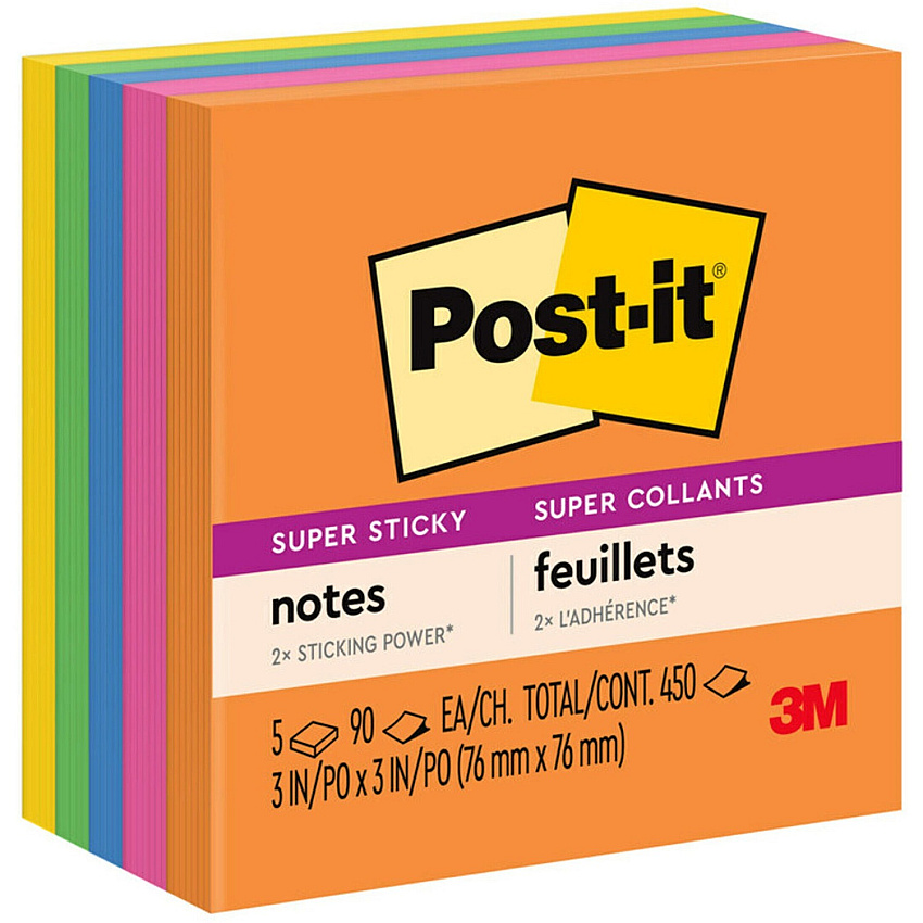 Post-it Super Sticky Notes - Energy Boost Color Collection (MMM6545SSUC)